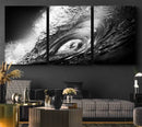 Black Ocean Wave at Sunset Canvas Art, Large Wall Print of