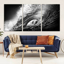 Black Ocean Wave at Sunset Canvas Art, Large Wall Print of