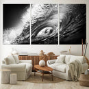 Black Ocean Wave at Sunset Canvas Art, Large Wall Print of