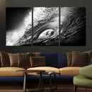 Black Ocean Wave at Sunset Canvas Art, Large Wall Print of