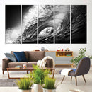 Black Ocean Wave at Sunset Canvas Art, Large Wall Print of