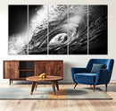 Black Ocean Wave at Sunset Canvas Art, Large Wall Print of