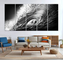 Black Ocean Wave at Sunset Canvas Art, Large Wall Print of