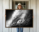 Black Ocean Wave at Sunset Canvas Art, Large Wall Print of