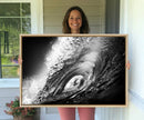 Black Ocean Wave at Sunset Canvas Art, Large Wall Print of