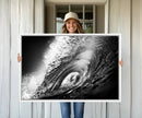 Black Ocean Wave at Sunset Canvas Art, Large Wall Print of
