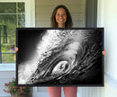 Black Ocean Wave at Sunset Canvas Art, Large Wall Print of