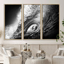 Black Ocean Wave at Sunset Canvas Art, Large Wall Print of