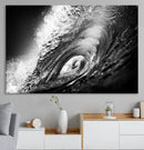 Black Ocean Wave at Sunset Canvas Art, Large Wall Print of