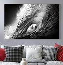 Black Ocean Wave at Sunset Canvas Art, Large Wall Print of