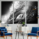 Black Ocean Wave at Sunset Canvas Art, Large Wall Print of