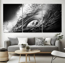 Black Ocean Wave at Sunset Canvas Art, Large Wall Print of