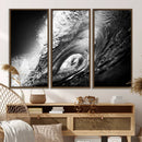Black Ocean Wave at Sunset Canvas Art, Large Wall Print of