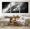 Black Ocean Wave at Sunset Canvas Art, Large Wall Print of