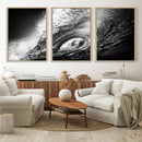 Black Ocean Wave at Sunset Canvas Art, Large Wall Print of