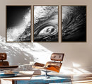 Black Ocean Wave at Sunset Canvas Art, Large Wall Print of