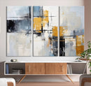 Black Orange Abstract Wall Art Canvas Print, Contemporary