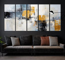 Black Orange Abstract Wall Art Canvas Print, Contemporary