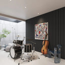 Black Solid Wood Acoustic Slat Wall Panels (Broad Strip)