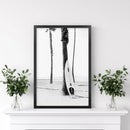 Black White Boho Summer Poster. Surfboard, Palm Trees by Wall Art Set