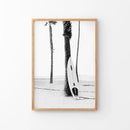 Black White Boho Summer Poster. Surfboard, Palm Trees by Wall Art Set