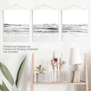 Black White Minimalist Beach Wave Wall Art. 3 Piece Decor by Wall Art Set