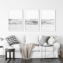 Black White Minimalist Beach Wave Wall Art. 3 Piece Decor by Wall Art Set