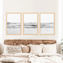 Black White Minimalist Beach Wave Wall Art. 3 Piece Decor by Wall Art Set