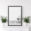 Black White California Poster. Ferris Wheel, Lifeguard Hut by Wall Art Set