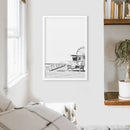Black White California Poster. Ferris Wheel, Lifeguard Hut by Wall Art Set