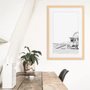 Black White California Poster. Ferris Wheel, Lifeguard Hut by Wall Art Set