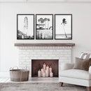 Black White Coastal Wall Art. Ferris Wheel, Surfboards, Palm by Wall Art Set