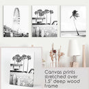 Black White Coastal Wall Art. Ferris Wheel, Surfboards, Palm by Wall Art Set