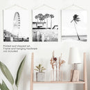 Black White Coastal Wall Art. Ferris Wheel, Surfboards, Palm by Wall Art Set