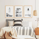 Black White Coastal Wall Art. Ferris Wheel, Surfboards, Palm by Wall Art Set