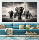Black White Elephant Family Wall Art Canvas Print by MyGreatCanvas | Canvas Wall Art Prints | Photo Prints & Wall Decor