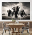 Black White Elephant Family Wall Art Canvas Print by MyGreatCanvas | Canvas Wall Art Prints | Photo Prints & Wall Decor