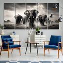 Black White Elephant Family Wall Art Canvas Print by MyGreatCanvas | Canvas Wall Art Prints | Photo Prints & Wall Decor