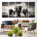 Black White Elephant Family Wall Art Canvas Print by MyGreatCanvas | Canvas Wall Art Prints | Photo Prints & Wall Decor