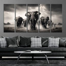 Black White Elephant Family Wall Art Canvas Print by MyGreatCanvas | Canvas Wall Art Prints | Photo Prints & Wall Decor