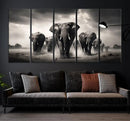 Black White Elephant Family Wall Art Canvas Print by MyGreatCanvas | Canvas Wall Art Prints | Photo Prints & Wall Decor