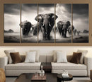 Black White Elephant Family Wall Art Canvas Print by MyGreatCanvas | Canvas Wall Art Prints | Photo Prints & Wall Decor