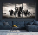 Black White Elephant Family Wall Art Canvas Print by MyGreatCanvas | Canvas Wall Art Prints | Photo Prints & Wall Decor
