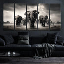 Black White Elephant Family Wall Art Canvas Print by MyGreatCanvas | Canvas Wall Art Prints | Photo Prints & Wall Decor