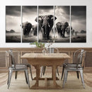 Black White Elephant Family Wall Art Canvas Print by MyGreatCanvas | Canvas Wall Art Prints | Photo Prints & Wall Decor