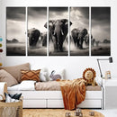 Black White Elephant Family Wall Art Canvas Print by MyGreatCanvas | Canvas Wall Art Prints | Photo Prints & Wall Decor