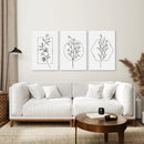 Minimal Flower Line Art: Black White Wall Art Set by Wall Art Set