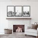Black White Western Wall Art Set. Desert, Horses, Tepee by Wall Art Set