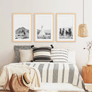 Black White Western Wall Art Set. Desert, Horses, Tepee by Wall Art Set