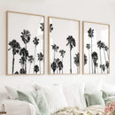 Black White Palm Trees Triptych by Wall Art Set
